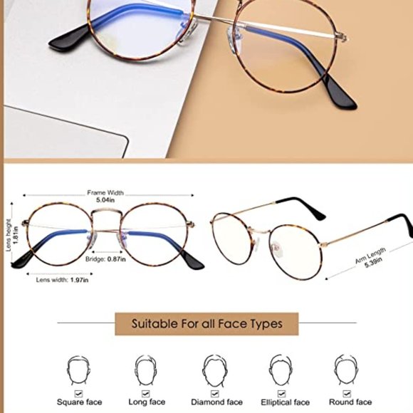 Glasses Metal Frame with Anti Eyestrain UV Glare - Picture 2 of 8